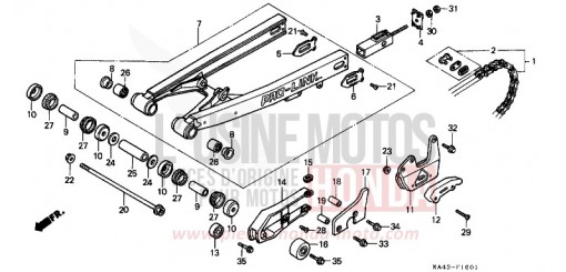 REAR FORK/DRIVE CHAIN (2) CR250RF de 1985